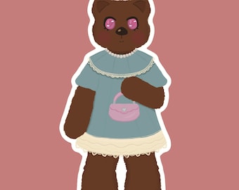 CottageCore Brown Bear Kawaii Sticker