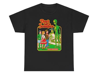 Don't Talk to Stranger Funny Ufo Green Alien Retro Vintage Men's T