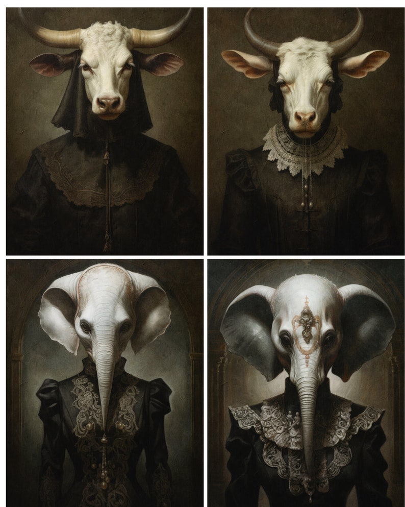 Set of 16 Victorian Animal Portraits Gallery Wall Digital Set Etsy