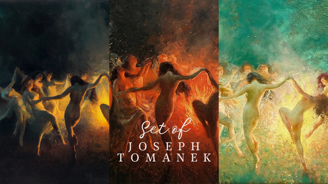 Fire Dance 1889 by Joseph Tomanek Nymphs Dancing Canvas Print Wall Art