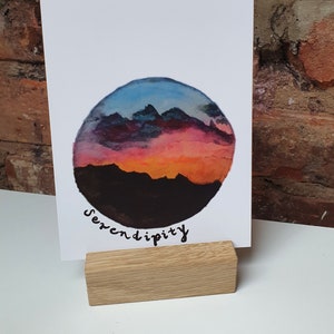 Grußkarte - Postkarte Planet - Serendipity (glücklicher Zufall) - Glückwunschkarte Aquarell-Druck A6