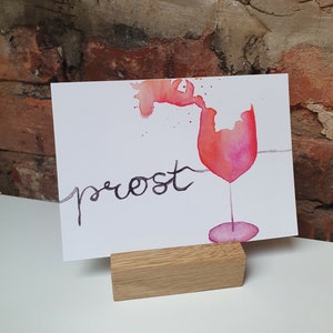 Wenskaart - verjaardagskaart - gefeliciteerd - felicitatiekaart - proost - wijnglas - toast aquarelprint A6