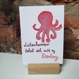 Grußkarte - Postkarte - Qualle - Liebeskummer / Darling - Trennung / Scheidung Aquarell-Druck A6