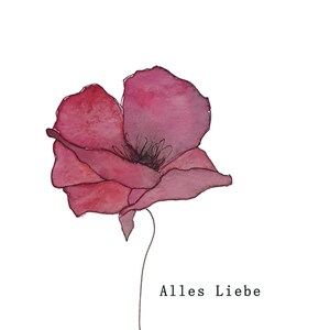 Wenskaart - verjaardagskaart - gefeliciteerd - klaproos - aquarelprint A6