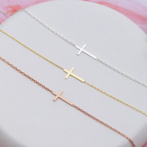 Gold Cross Bracelet, Dainty Cross Bracelet, Cross Jewelry, Personalized Gifts, Mother, Wife, Women, Girls and Childs, Cross, Christmas Gift image 2