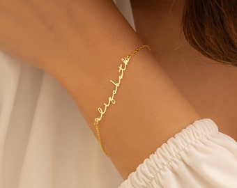 14K Gold Name Bracelet, Christmas Gift, Personalized Name Bracelet, Custom Bracelet, Name Bracelet, Gift for Mom, Name Jewelry, Gift for Her