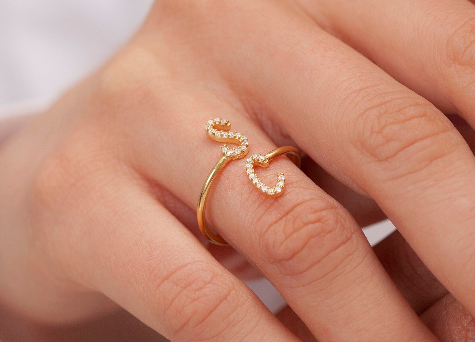 Gold Initial Rings • Two Initial Ring • Heart Ring with Initial • Double Initial  Ring • Gold Ring with… | Initial ring, Personalized initial ring, Beautiful  jewelry