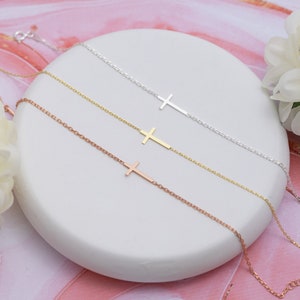 Gold Cross Bracelet, Dainty Cross Bracelet, Cross Jewelry, Personalized Gifts, Mother, Wife, Women, Girls and Childs, Cross, Christmas Gift image 4