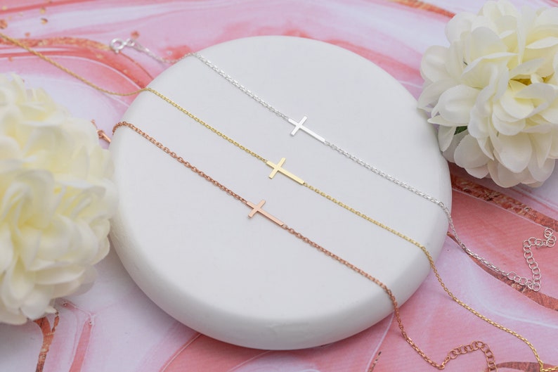 Gold Cross Bracelet, Dainty Cross Bracelet, Cross Jewelry, Personalized Gifts, Mother, Wife, Women, Girls and Childs, Cross, Christmas Gift image 4