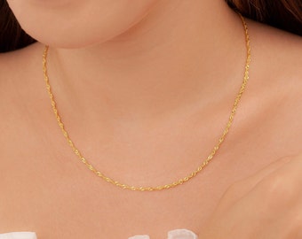 14k Gold Necklace, Gold Chain Necklace, Dainty Gold Necklace, Choker Necklace, Twist Chain Necklace, Chain Necklace in Gold Filled Rose Gold