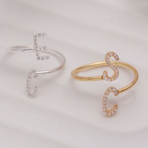 Anillo de carta personalizado, Regalos para mamá, Anillos de pareja, Anillo de madres, Regalo personalizado, Anillo de dos iniciales, Anillo de plata de 2 letras, Regalo para ella