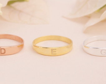 Signet Ring, 14k Gold Letter Signet Ring, Bridesmaid Gift, Dainty Letter Ring, Personalized Ring, Personalized Gifts, Tiny Letter Ring, Gift