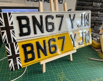 Unión jack black silver 3d high gloss gel number plates