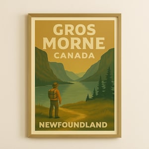 Gros Morne Wall Art Print | Newfoundland Canada Poster, National Park Fjord Printable, Mountain Hiking Decor, Canadian Wilderness Travel