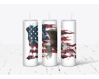 American Eagle and Flag 20 oz Skinny Tumbler