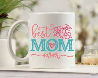 Best Mom Ever coffee cup in pastel colors