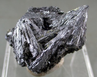 ゴージャスな銀色の輝安鉱アンチモン結晶標本、光沢のある輝安鉱標本