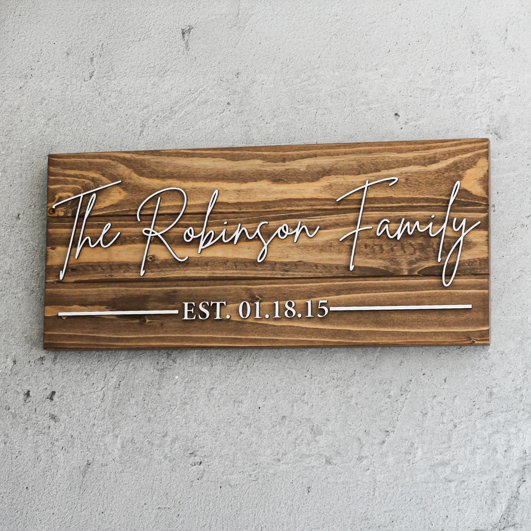 Custom Family Name Wood Sign, 3D Lettering, Anniversary Gift - Etsy