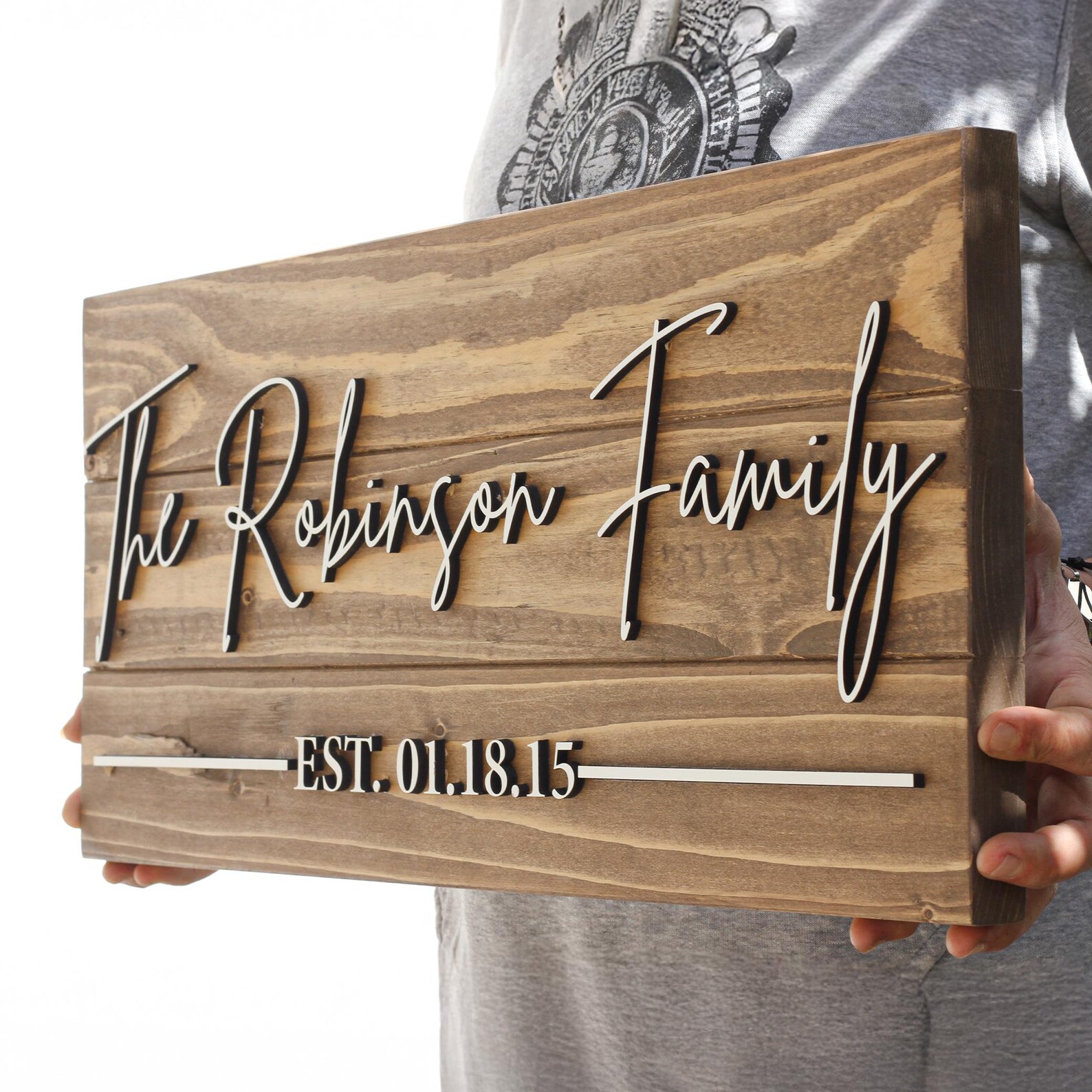 Custom Family Name Wood Sign, 3D Lettering, Anniversary Gift - Etsy