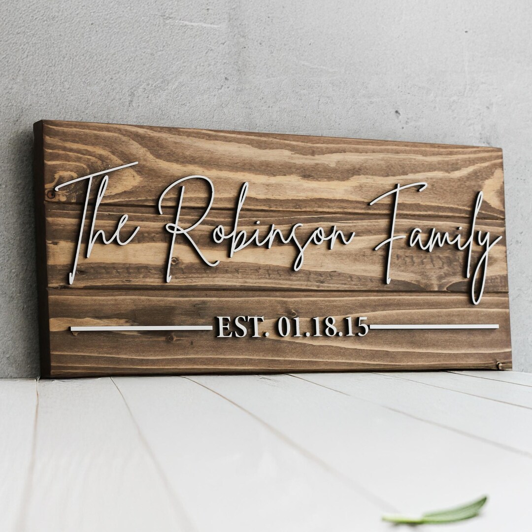 Custom Family Name Wood Sign, 3D Lettering, Anniversary Gift - Etsy