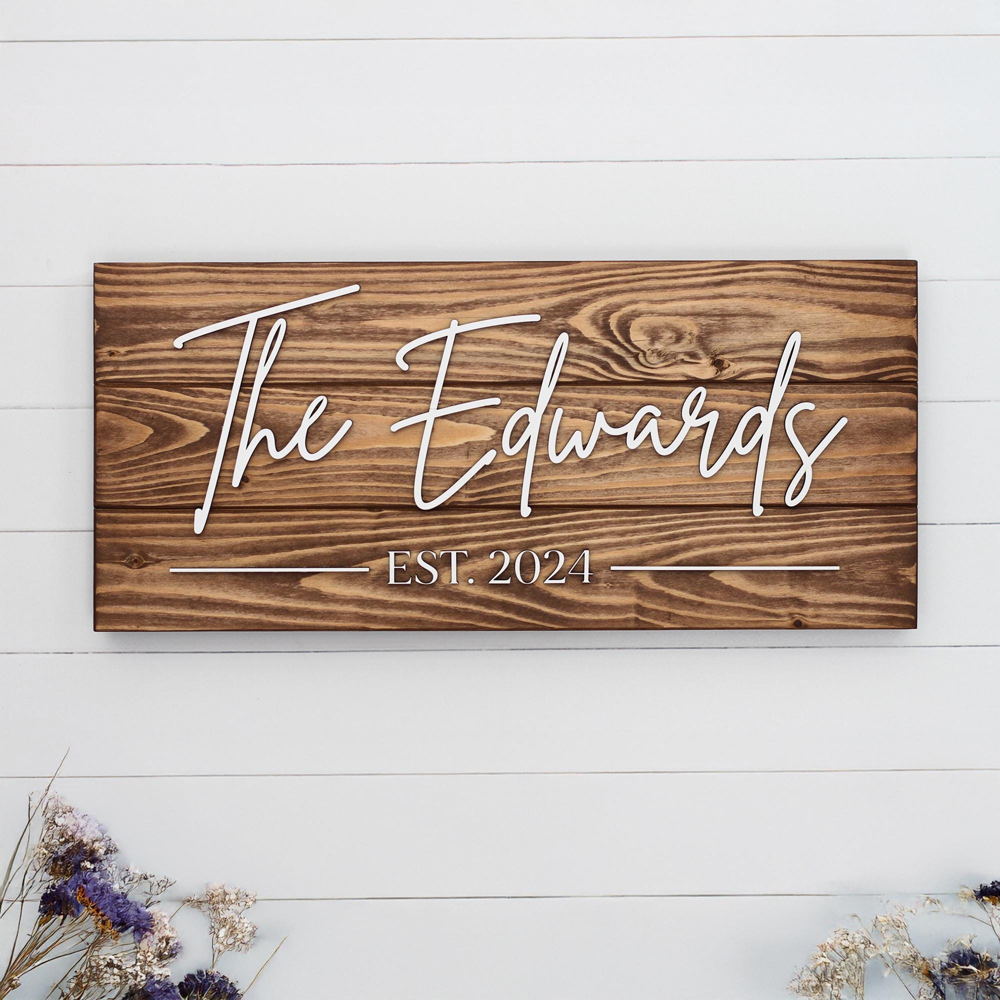 Custom Family Name Wood Sign, Personalized Wedding Gift, Farmhouse ...