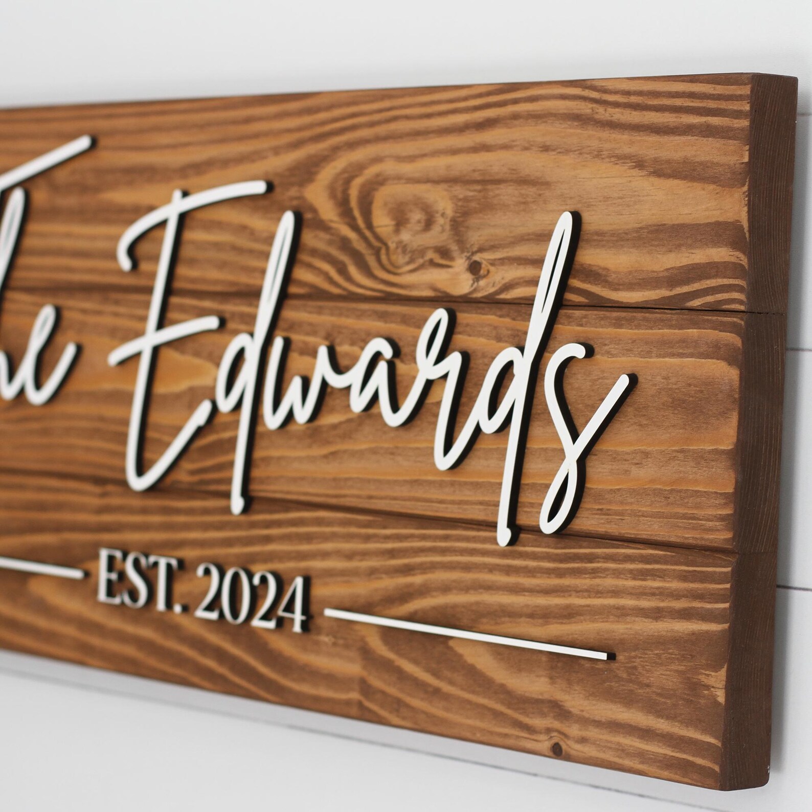 Custom Family Name Wood Sign, Personalized Wedding Gift, Farmhouse ...