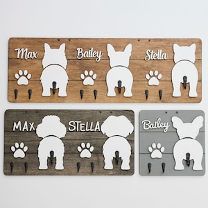 Personalized Dog Leash Holder, Custom Dog Sign, Leash Hook, Custom Dog Gift, Dog Lovers, Dog Wall Decor, Dog Storage, Christmas Gift