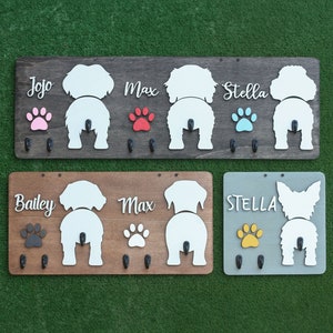 Dog Leash Holder l Dog Collar Hanger l Dog Collar Sign l Dog Items l Wooden Leash Hook l New Dog Gift l Gifts for Dog Lovers