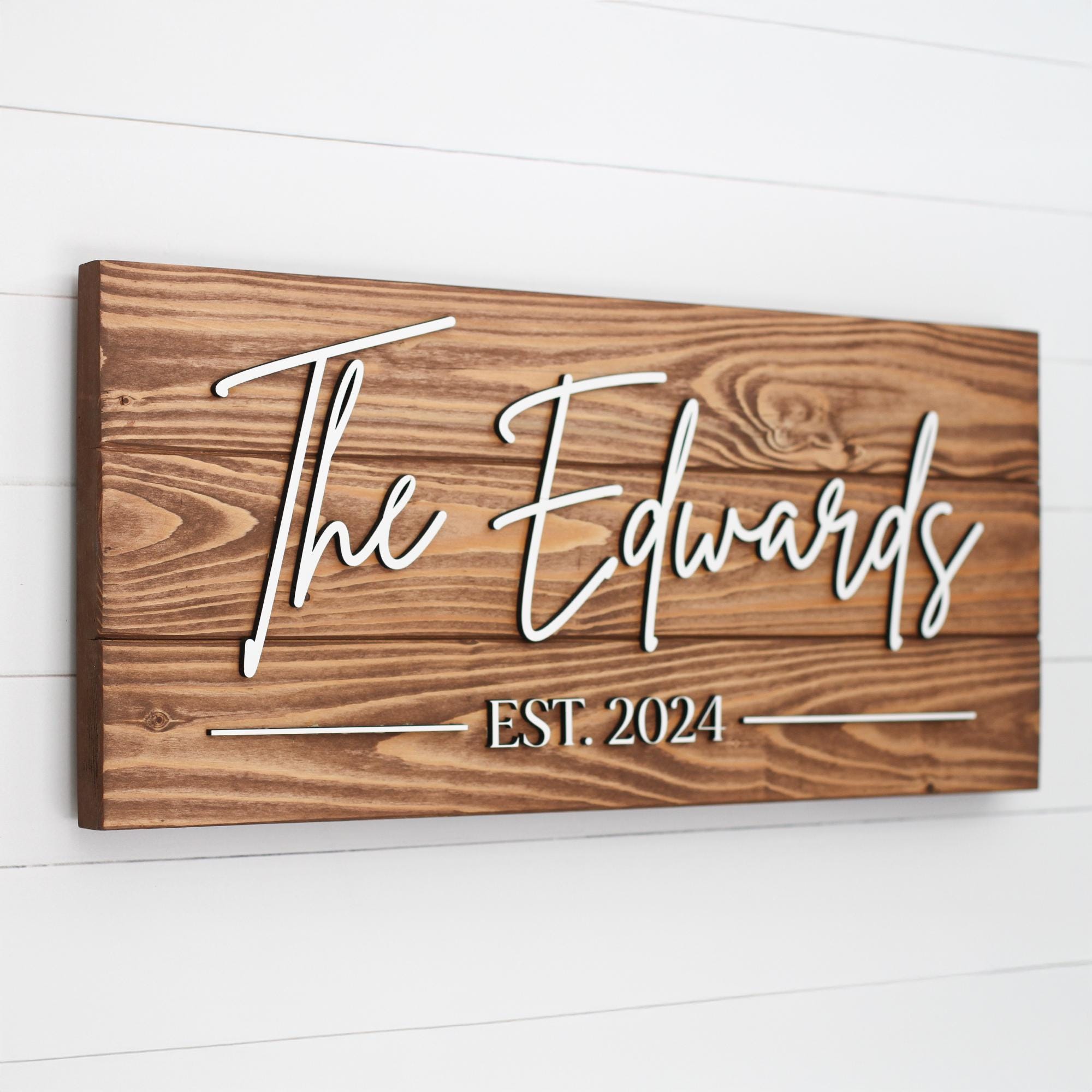 Custom Family Name Wood Sign, Personalized Wedding Gift, Farmhouse ...
