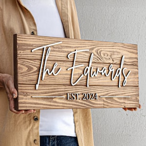 Family Name Sign, Custom Wood Sign, Personalized Wedding Gift, Engagement Gift Pallet Sign Style, Established Sign, Farmhouse Decorg