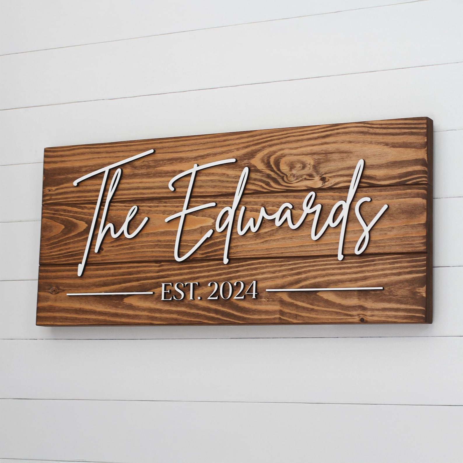 Custom Family Name Wood Sign, Personalized Wedding Gift, Farmhouse ...