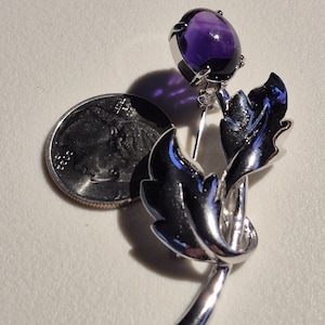amethyst brooch sterling silver