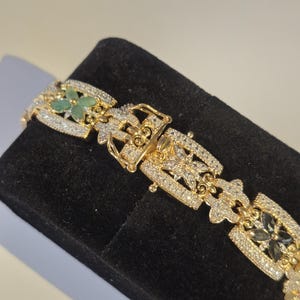 Ruby's sapphires emeralds and diamonds Vermeil sterling silver bracelet 7-in