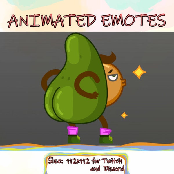 Animated Twitch Sub Green Avocado Emote Subscriber emoji man/Hype Cartoon food/Love sex queen Nice Bad Ass Bitch/Move twerk Dance butt peach