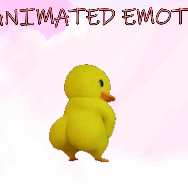 1 Animated Twitch Sub Yellow Duck Emote Subscriber emoji 3D man/ Cute chick/ Kawaii bird / Hype flex/love broken heart/ Like hand/ Cyberpunk