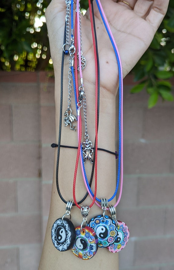 Hippie Necklace Clay Disc Necklace 