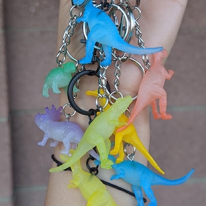 Dinosaur Keychain, Mini Glow in the Dark Keychain/Zipper Charm, Miniature Dinosaur Keychain, Glow in the Dark Toy Keychain,