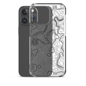 Coque transparente topographique pour iPhone® (PLUSIEURS TAILLES/COULEURS)