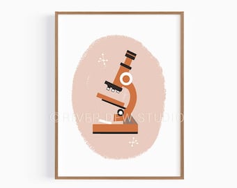 Mikroskopie-Wissenschafts-Kunstdruck, sofortiger download Kunstdruck, digital druckbare Kunst Biologiedekor
