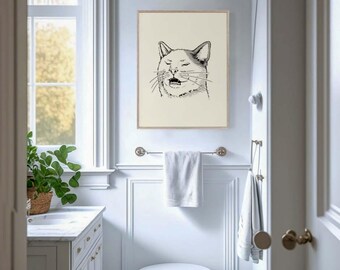 Katze Badezimmer Kunst flehmen Katze sofort download lustig Badezimmer Dekor Bauernhaus Print Digitaler Download Printable