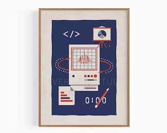 Ciencia de datos Ciencia de estilo vintage Impresión Descarga instantánea Impresión artística, Arte imprimible digital