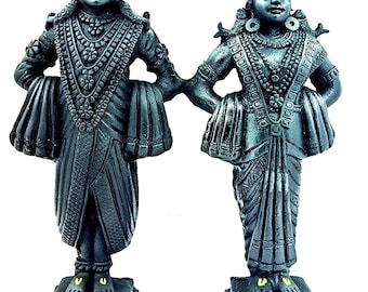 antik marmor finish shri vitthal rukmani statue, lord vitthal and goddess rukmani statue, lord vitthal mauli statue 15 zoll