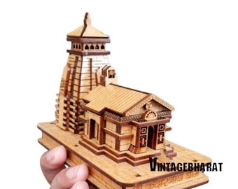 adorable wooden kedarnath dham/beautiful kedarnath temple/wooden kedarnath temple for home and workplace 10 inches