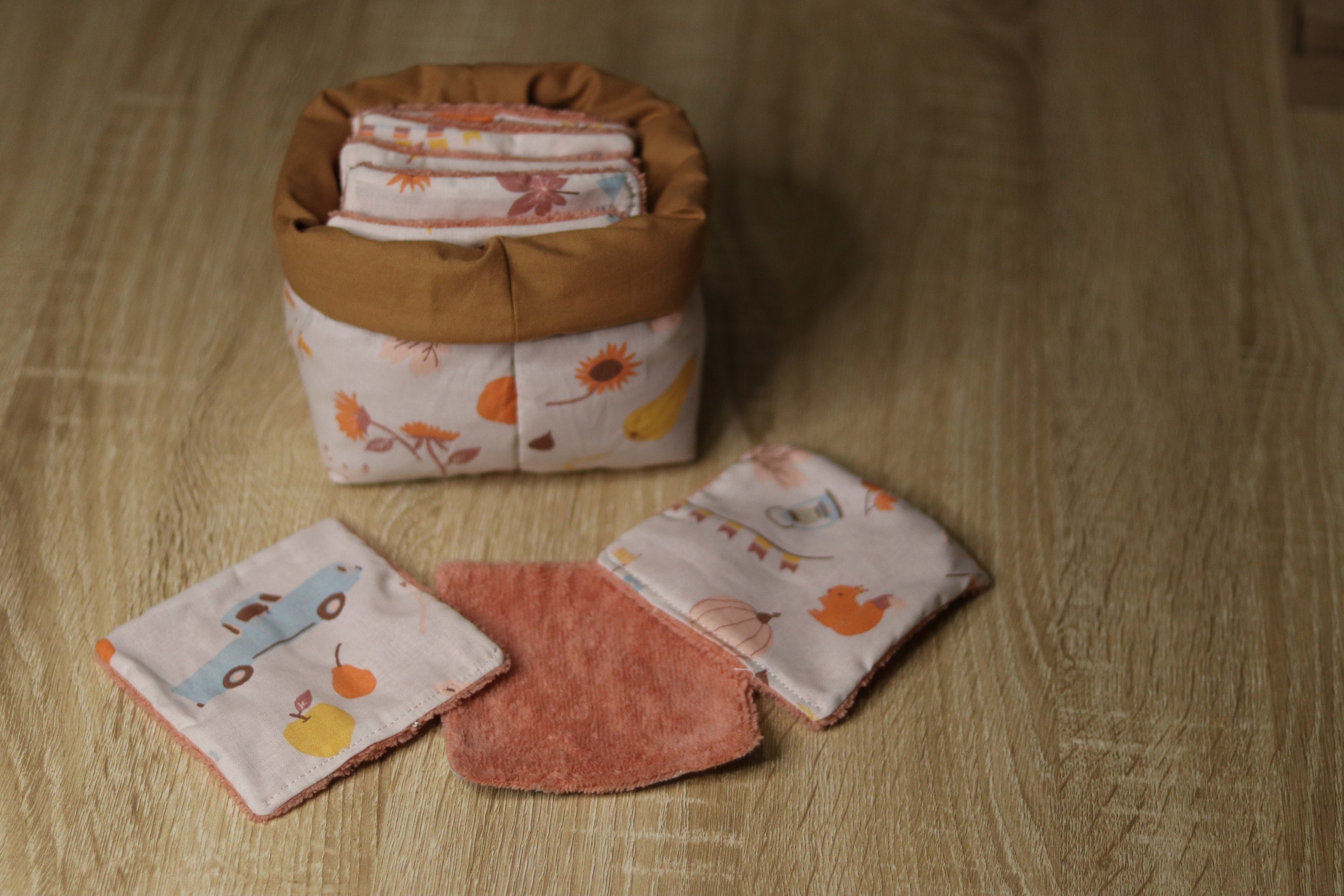 Lot De 12 Lingettes En Fibre De Bambou + Panier Assorti - Neuf - Lavable Et Réutilisable