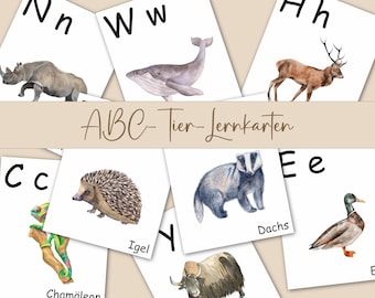 ABC ラーンカールテン ティエール |モンテッソーリ ブッフシュターベン カルテン | ABC-ヴァンビルド | Alphabet Karten Kindergarten、Vorschule、Grundschule |ソフトダウンロード