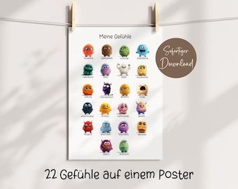 Emotions Monster Poster – Kids Feelings Chart (PDF & JPEG)