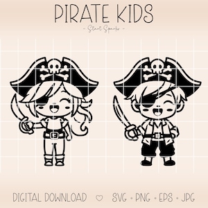 Cute Pirate SVG Bundle – Cute Pirate Boy and Girl Cutting File – Cricut and Silhouette – Instant Download for DIY & Crafts | EPS Laserfile