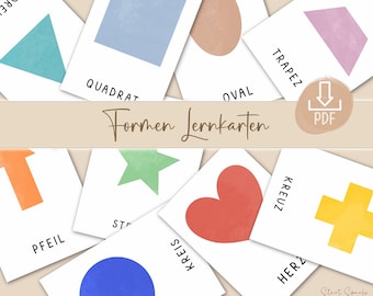Montessori Lernkarten Formen - Lernspielzeug für Kinder, Vorschule, Kita, Geschenkidee, Spielerisches Lernen, Sofortiger Digitaler Download