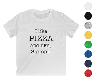 I like pizza and like 3 people kids tagless tshirt, foodie kid, cotton tshirt