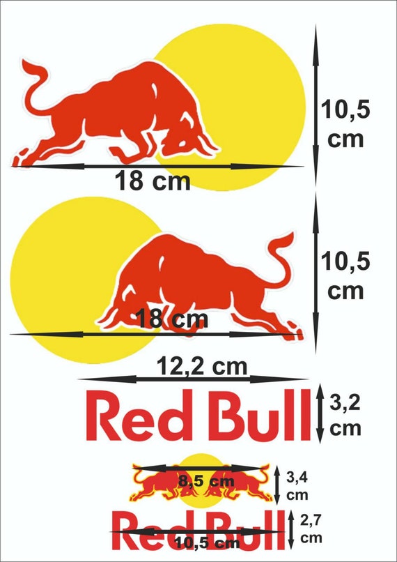 Red Bull (15CM Large Set) Stickers x6 With White Background Main